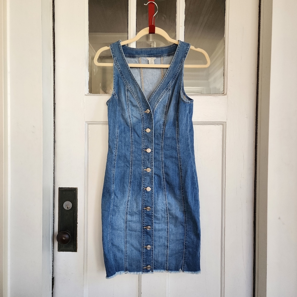 Retro Y2K Denim Button Fly Front Sleeveless Dress